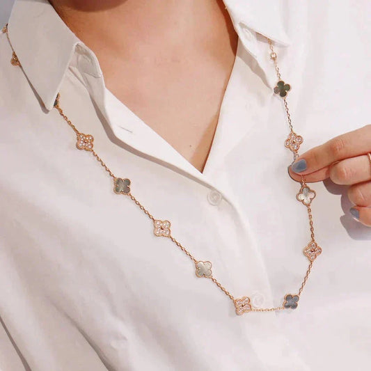 [Glitter Jewelry]CLOVER 20 MOTIFS DARK MOP DIAMOND  NECKLACE