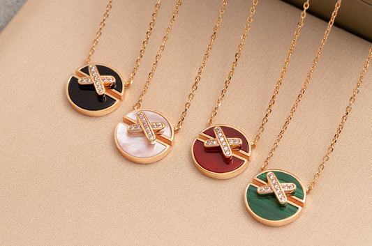 [Glitter Jewelry]JEUX DE PINK GOLD DIAMOND NECKLACE