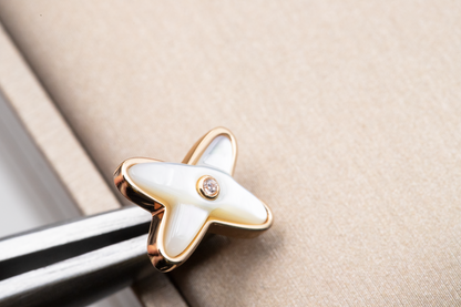 [Glitter Jewelry]JEUX DE WHITE MOP PINK GOLD DIAMOND EARRINGS