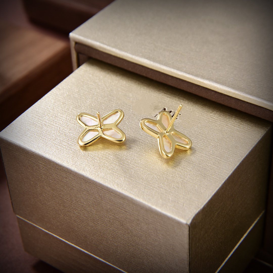 [Glitter Jewelry]JEUX DE WHITE MOP GOLD DIAMOND EARRINGS