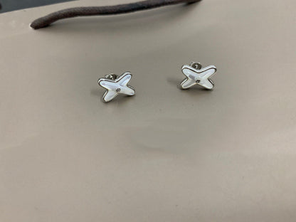 [Glitter Jewelry]JEUX DE WHITE MOP SILVER DIAMOND EARRINGS