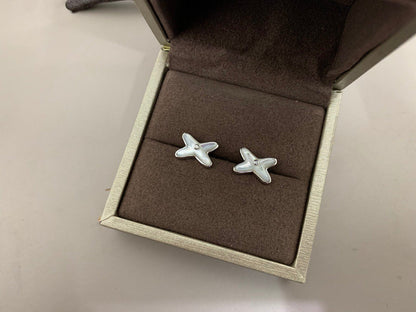 [Glitter Jewelry]JEUX DE WHITE MOP SILVER DIAMOND EARRINGS