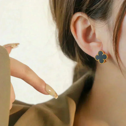 [Glitter Jewelry]CLOVER MEDIUM 1 MOTIFS  ONYX STUD EARRINGS