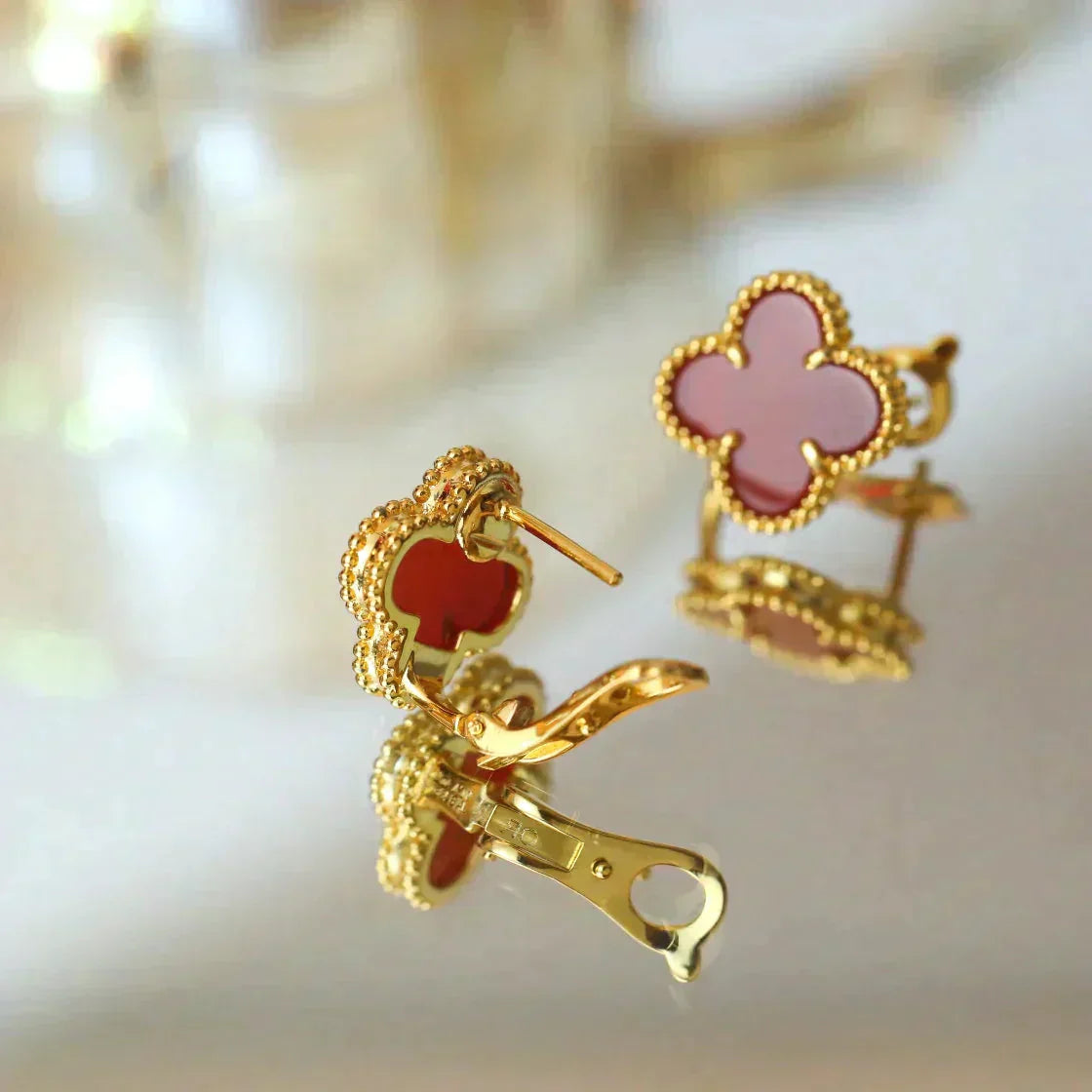 [Glitter Jewelry]CLOVER MEDIUM 1 MOTIFS CARNELIAN  EARRINGS