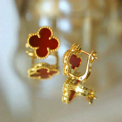 [Glitter Jewelry]CLOVER MEDIUM 1 MOTIFS CARNELIAN  EARRINGS