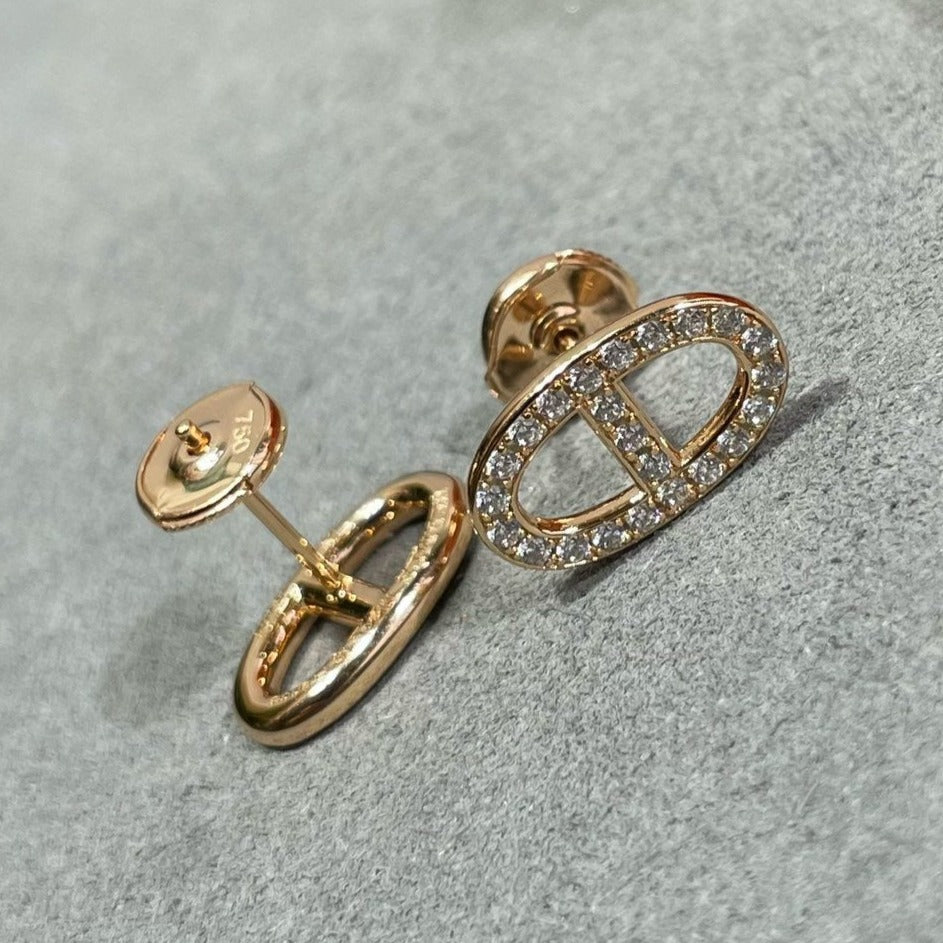 [グリッタージュエリー]HM フルダイヤモンド ピッグノーズ スタッドピアス
