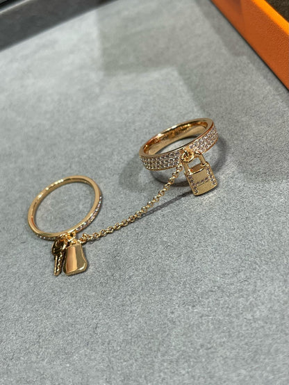 [Glitter Jewelry]HM KELLY CLOCHETTE DOUBLE RING IN  WITH DIAMONDS