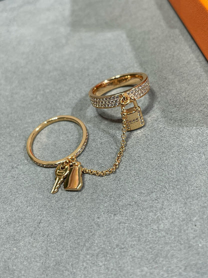[Glitter Jewelry]HM KELLY CLOCHETTE DOUBLE RING IN  WITH DIAMONDS