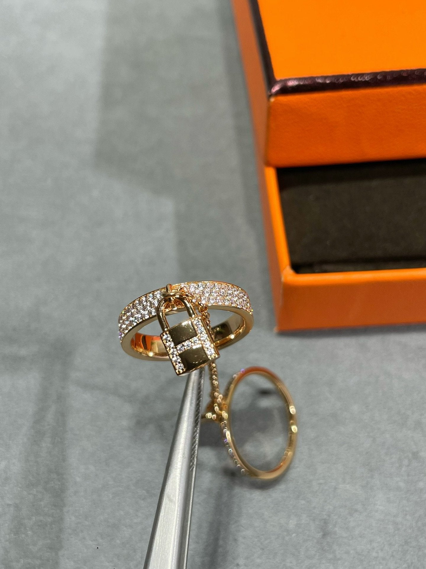 [Glitter Jewelry]HM KELLY CLOCHETTE DOUBLE RING IN  WITH DIAMONDS