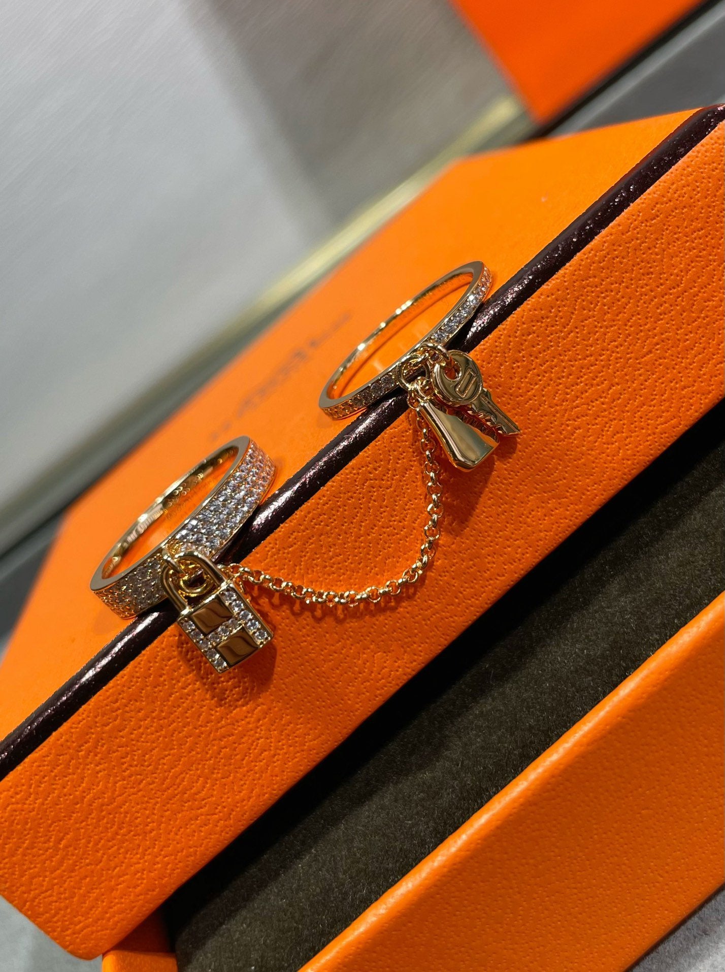 [Glitter Jewelry]HM KELLY CLOCHETTE DOUBLE RING IN  WITH DIAMONDS