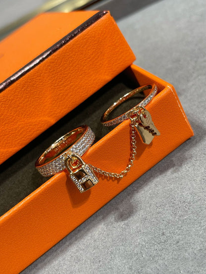 [Glitter Jewelry]HM KELLY CLOCHETTE DOUBLE RING IN  WITH DIAMONDS