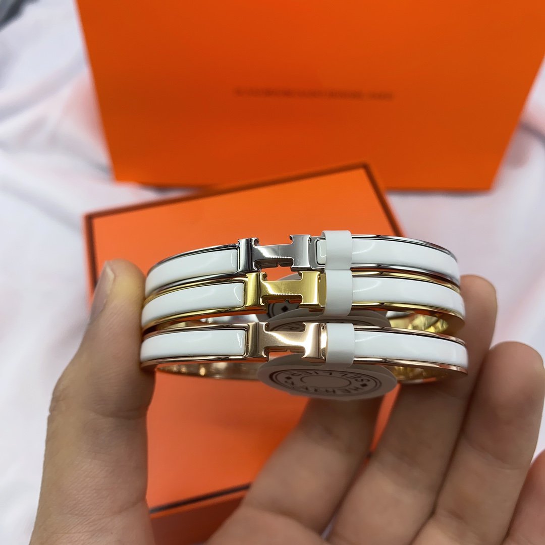 [グリッタージュエリー]クラシック HM クリック ホワイト 8mm エナメルブレスレット