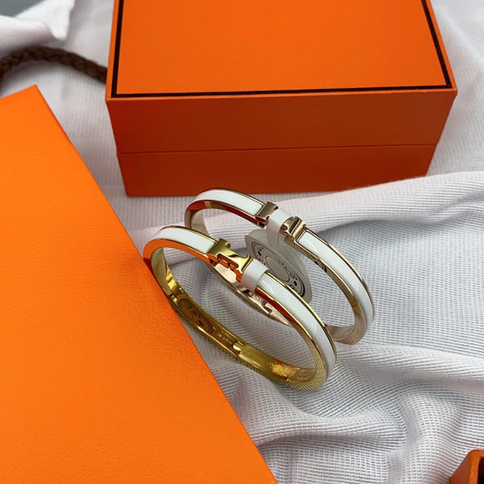 [Glitter Jewelry]CLASSIC HM CLIC WHITE 8MM ENAMEL BRACELET