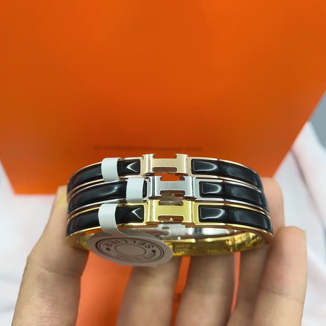 [グリッタージュエリー]クラシック HM クリック ブラック 8mm エナメルブレスレット