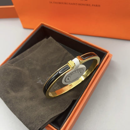 [グリッタージュエリー]クラシック HM クリック ブラック 8mm エナメルブレスレット