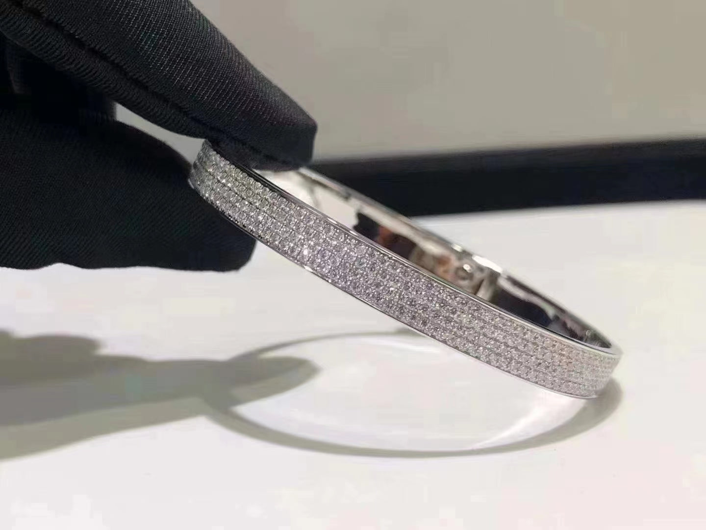 [Glitter Jewelry]HM KELLY BRACELET IN SILVER AND FULL PAVE DIAMOND