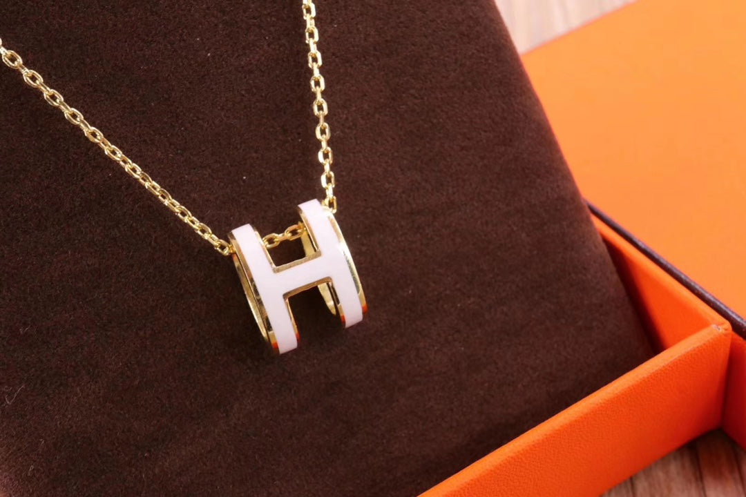 [Glitter Jewelry]HM CLIC YELLOW ENAMEL GOLD NECKLACE