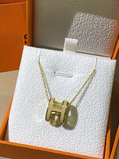 [Glitter Jewelry]HM CLIC YELLOW ENAMEL GOLD NECKLACE