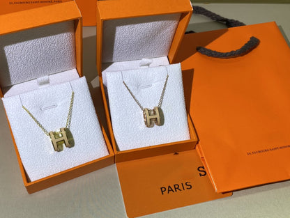 [Glitter Jewelry]HM CLIC YELLOW ENAMEL GOLD NECKLACE