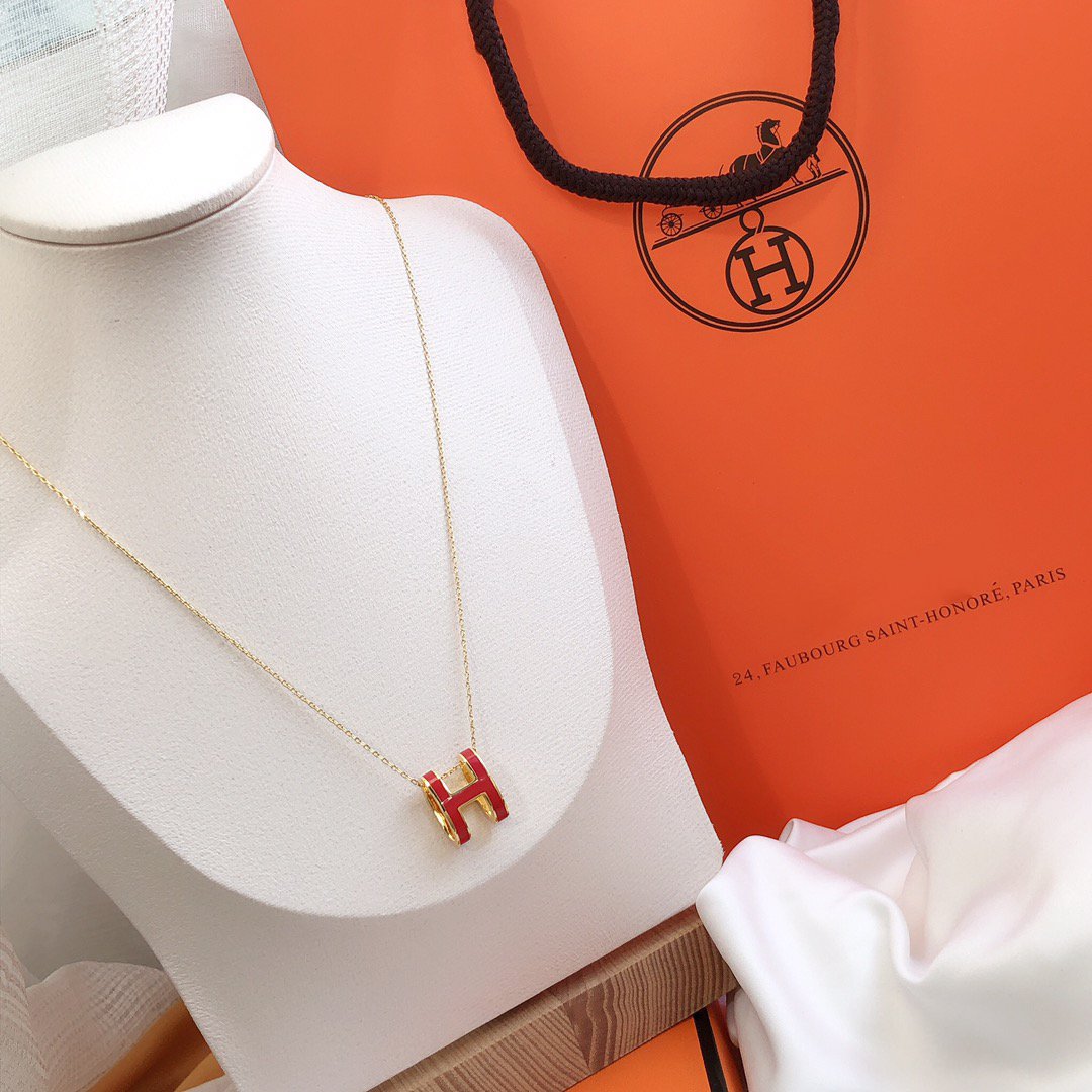[Glitter Jewelry]HM CLIC RED ENAMEL GOLD NECKLACE