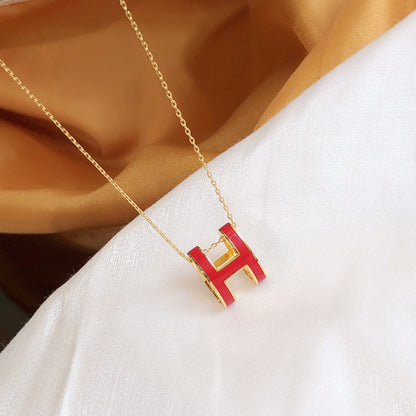 [Glitter Jewelry]HM CLIC RED ENAMEL GOLD NECKLACE