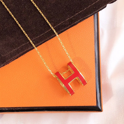 [Glitter Jewelry]HM CLIC RED ENAMEL GOLD NECKLACE