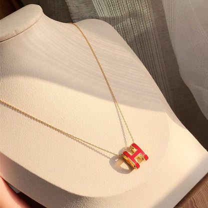 [Glitter Jewelry]HM CLIC RED ENAMEL GOLD NECKLACE