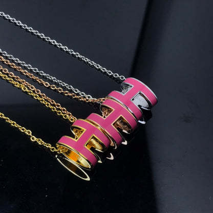 [Glitter Jewelry]H NECKLACE PINK
