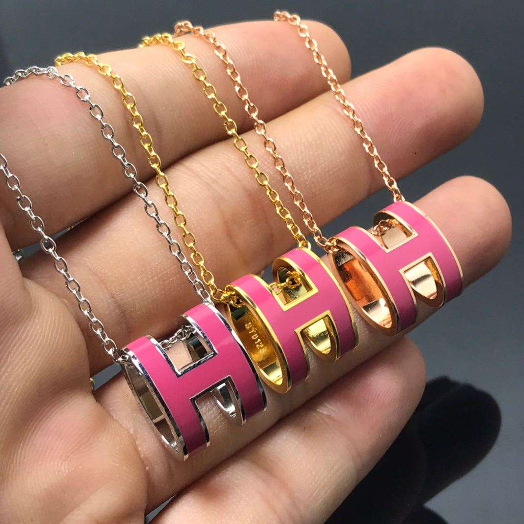 [Glitter Jewelry]H NECKLACE PINK