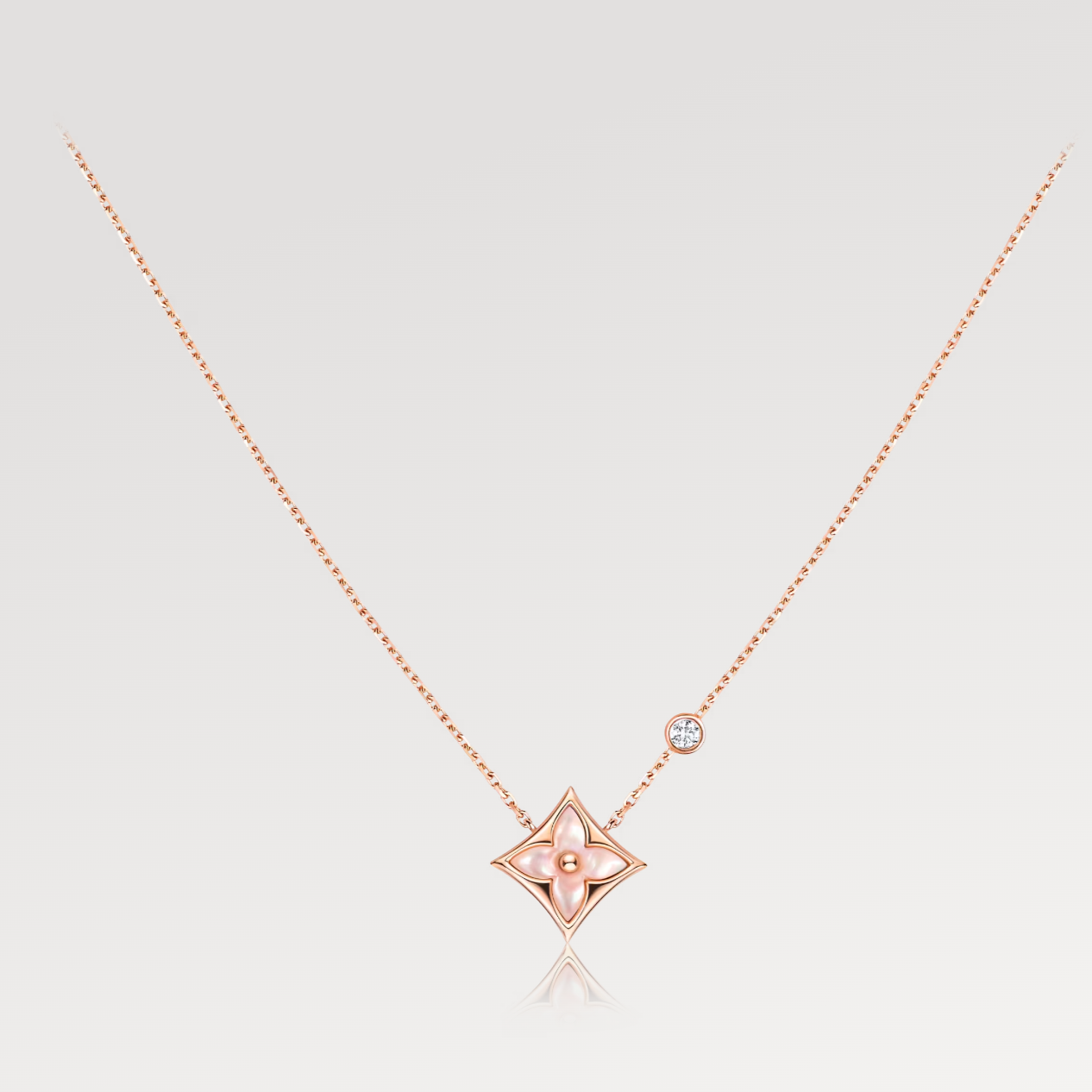 [Glitter Jewelry]STAR PINK MOP 1 DIAMOND PINK GOLD NECKLACE