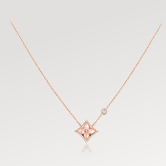 [Glitter Jewelry]STAR PINK MOP 1 DIAMOND PINK GOLD NECKLACE