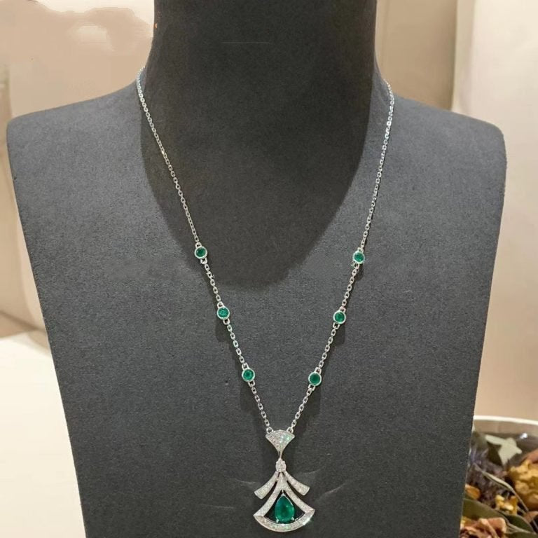 [Glitter Jewelry]DREAM NECKLACE MALACHITE DIAMOND SILVER