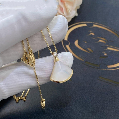 [Glitter Jewelry]DREAM NECKLACE WHITE MOP GOLD 1 DIAMOND