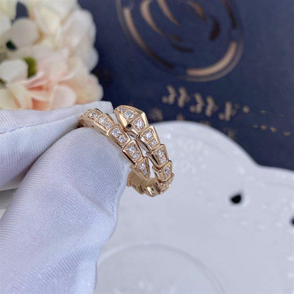 [Glitter Jewelry]SERPENTI RING PINK GOLD DIAMOND PAVED 4MM