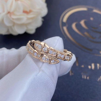 [Glitter Jewelry]SERPENTI RING PINK GOLD DIAMOND PAVED 4MM