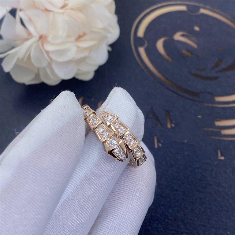 [Glitter Jewelry]SERPENTI RING PINK GOLD DIAMOND PAVED 4MM