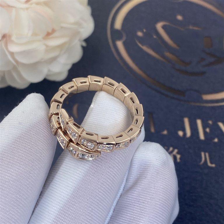 [Glitter Jewelry]SERPENTI RING PINK GOLD DIAMOND PAVED 4MM