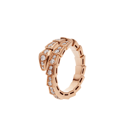 [Glitter Jewelry]SERPENTI RING PINK GOLD DIAMOND PAVED 4MM
