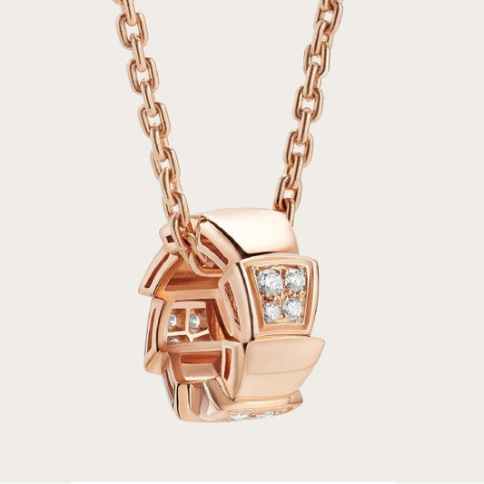 [Glitter Jewelry]SERPENTI PEDANT DIAMOND PINK GOLD NECKLACE