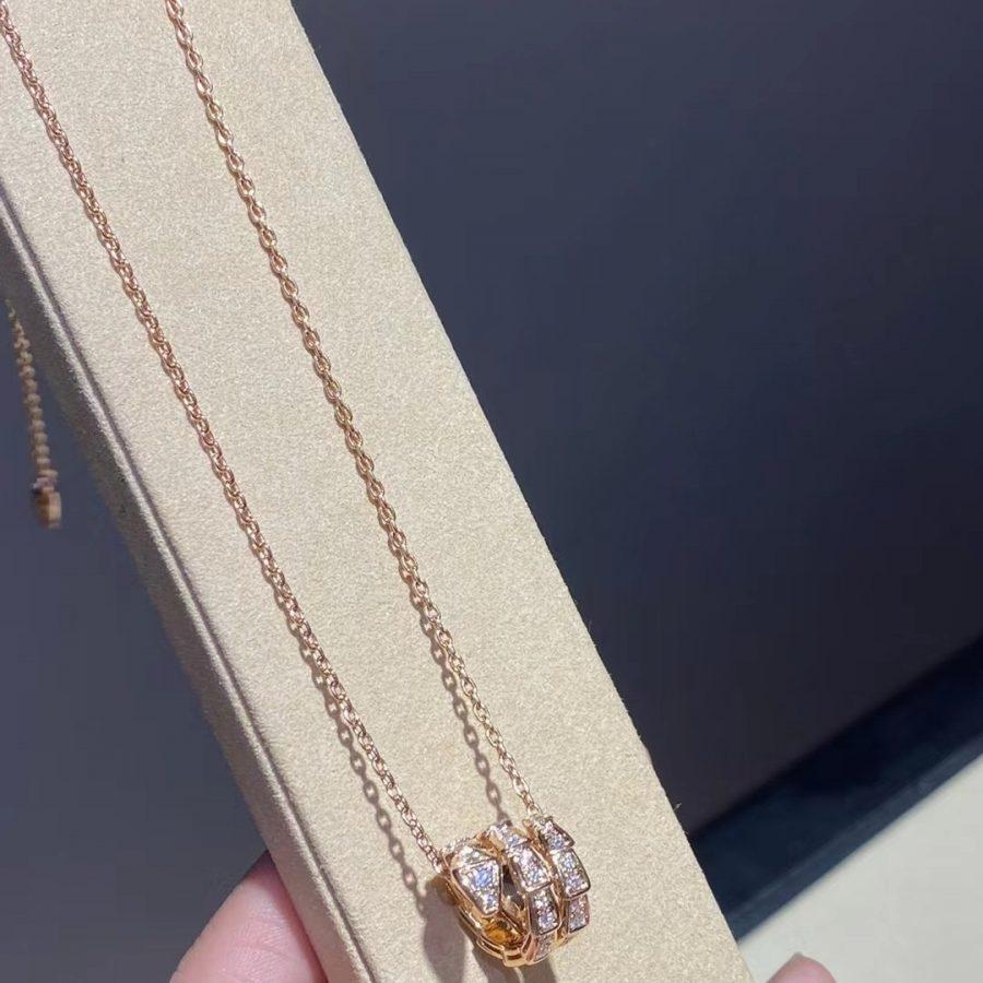 [Glitter Jewelry]SERPENTI PINK GOLD NECKLACE DOUBLE RING DIAMOND