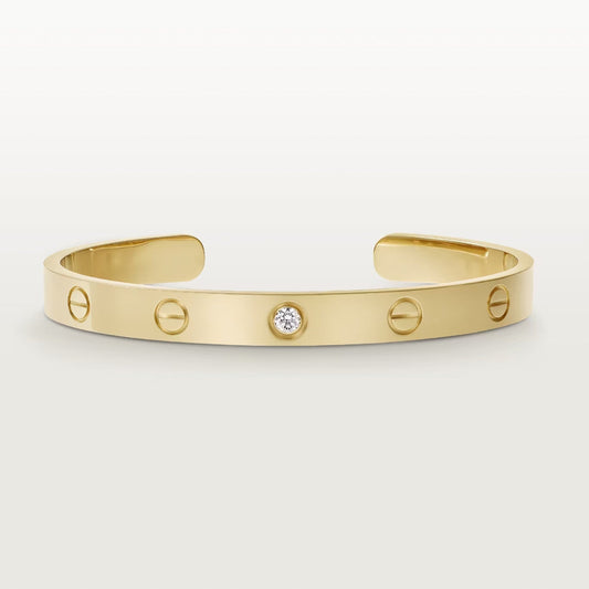 [Glitter Jewelry]LOVE BRACELET 6.1MM 1 DIAMOND OPEN CUFF