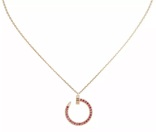 [Glitter Jewelry]JUSTE NECKLACE GOLD RED DIAMONDS