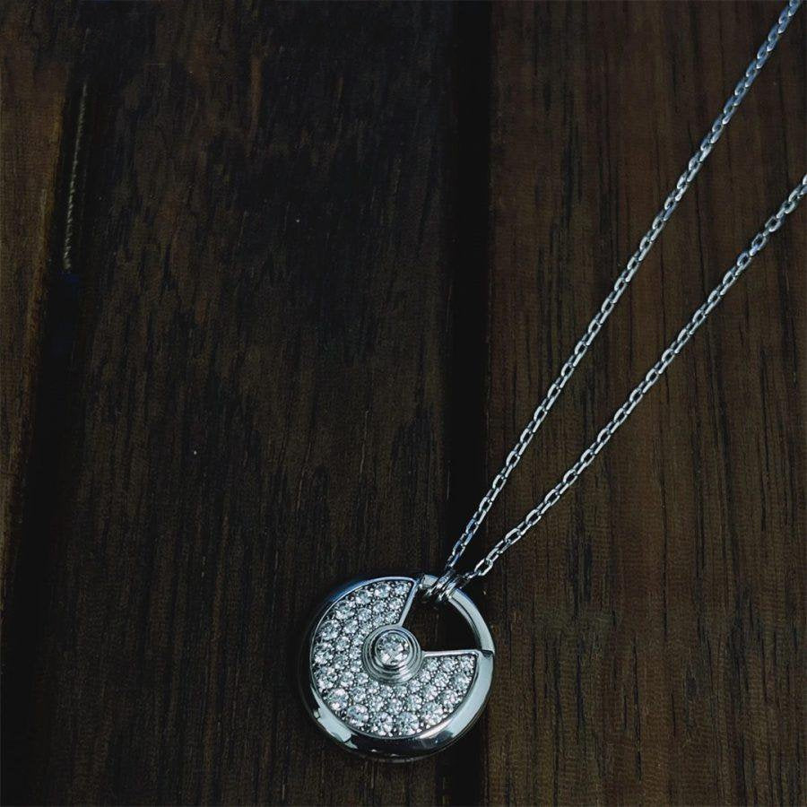 [Glitter Jewelry]AMULETTE SILVER FULL DIAMOND NECKLACE