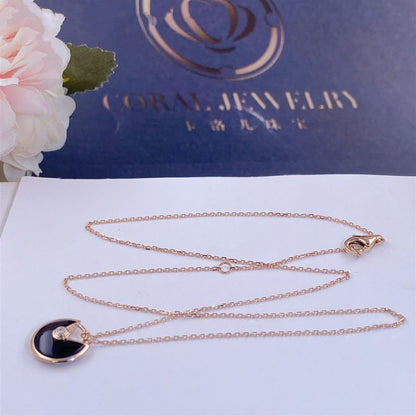 [Glitter Jewelry]AMULETTE ROSE GOLD ONYX NECKLACE