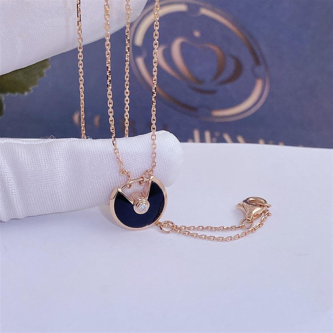 [Glitter Jewelry]AMULETTE ROSE GOLD ONYX NECKLACE