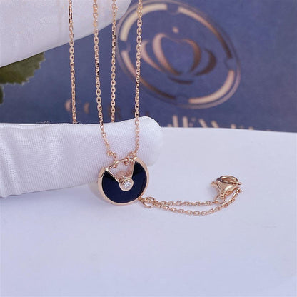 [Glitter Jewelry]AMULETTE ROSE GOLD ONYX NECKLACE