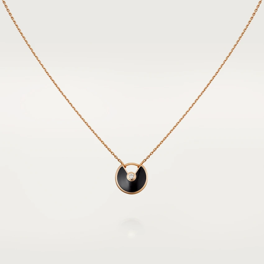 [Glitter Jewelry]AMULETTE ROSE GOLD ONYX NECKLACE