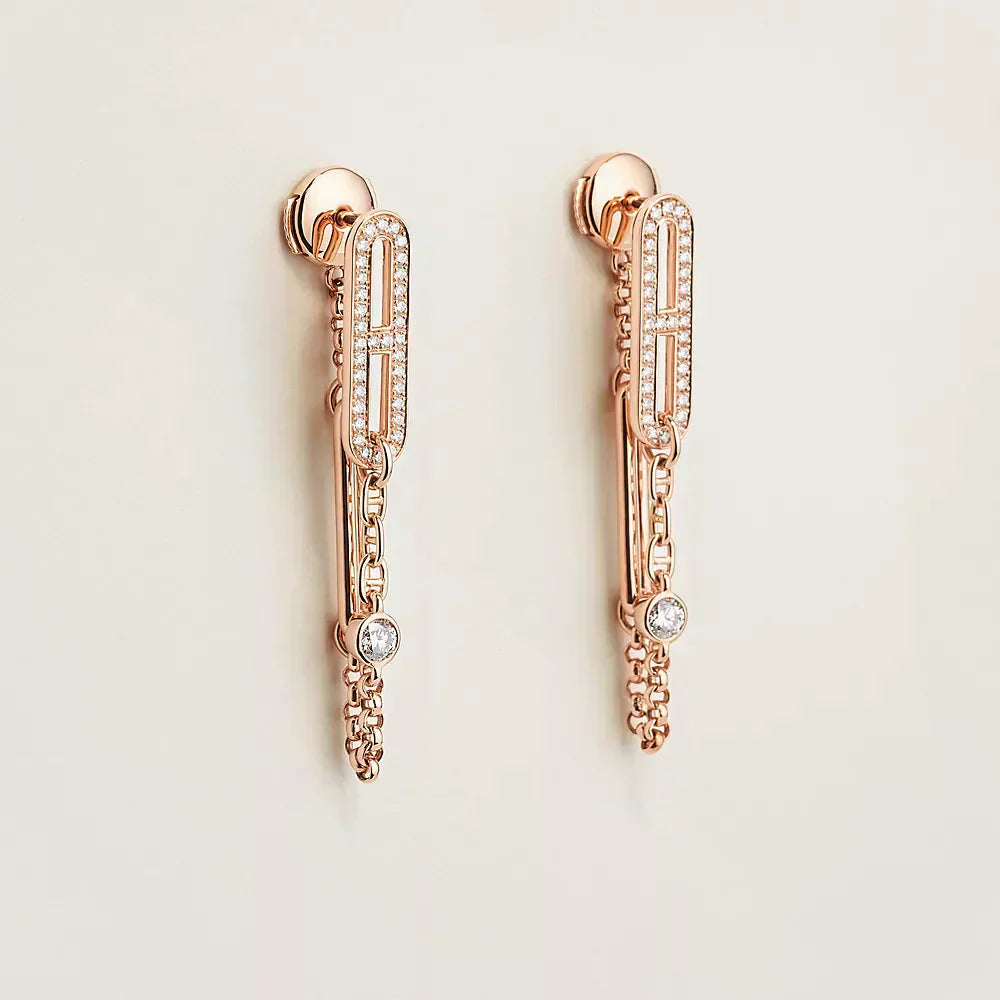 [グリッタージュエリー]チェーンカオスダイヤモンドドロップピアス