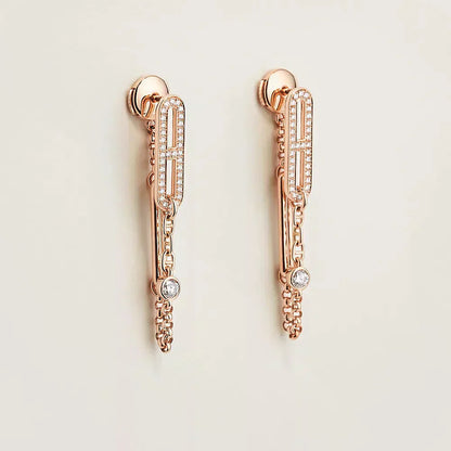 [グリッタージュエリー]チェーンカオスダイヤモンドドロップピアス