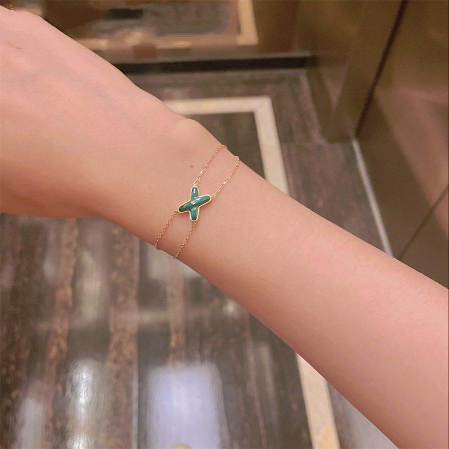[Glitter Jewelry]JEUX BRACELET MALACHITE PINK GOLD 1 DIAMOND